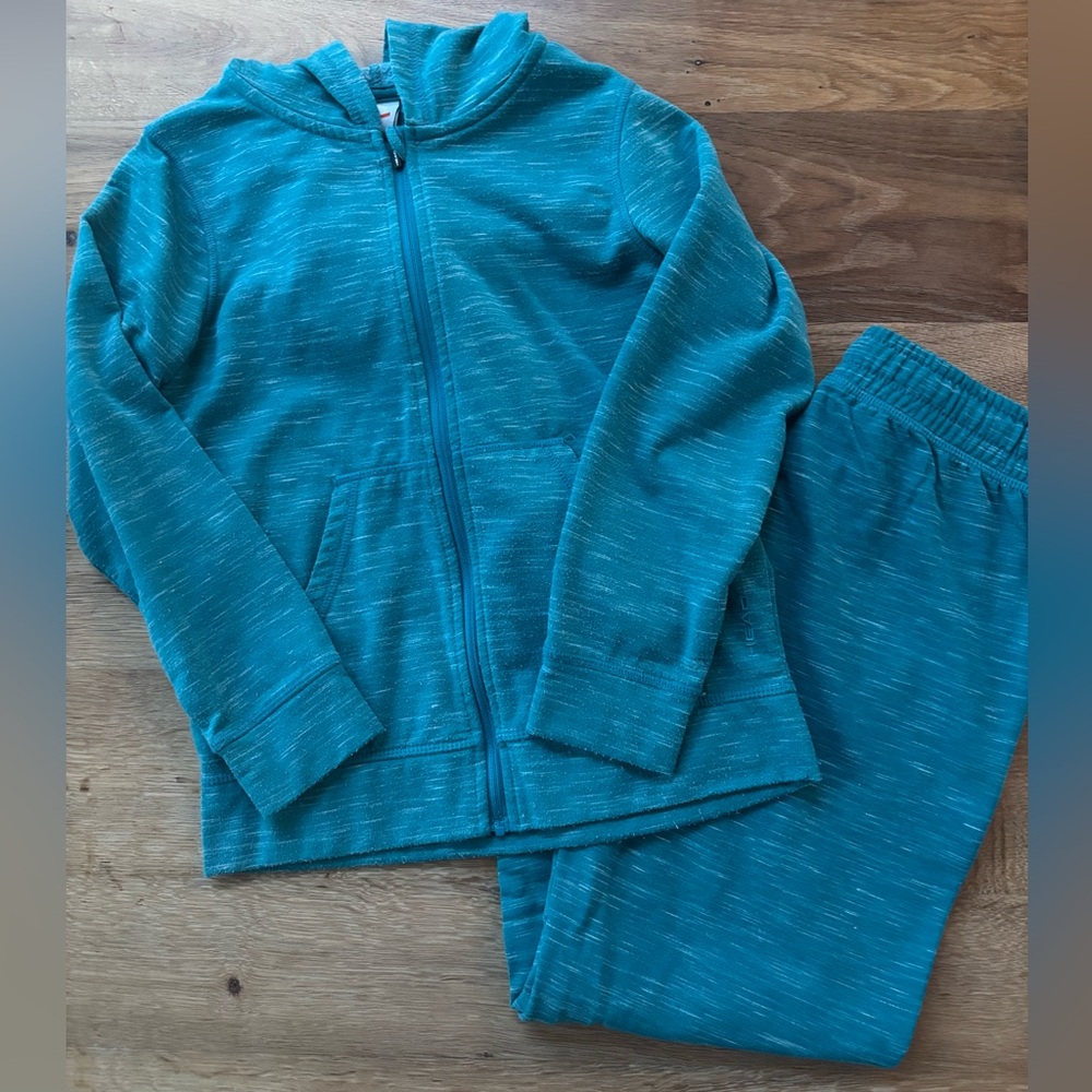 HEAD, Teal heather sweat zip hoodie and pants set, Kids 7/8